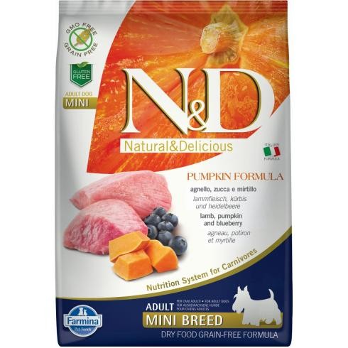 N&D Dog Grain Free bárány&áfonya sütőtökkel adult mini 7kg , Ingyenes házhoz szállítás