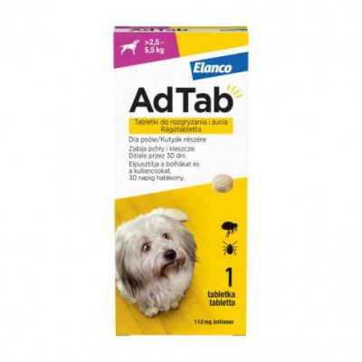 AdTab rágótabletta kis testű kutyáknak (>2,5-5,5kg) 112mg , 1db tabletta