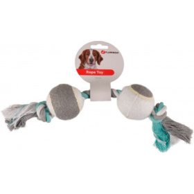   Flamingo Jim Playing Rope - rágókötél 2 teniszlabdával Menta - 37cm x 6.3 cm