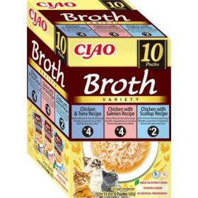   Inaba Cat Broth Variety - csirke-lazac, csirke-tonhal, csirke-fésűkagyló 10 x 40 g